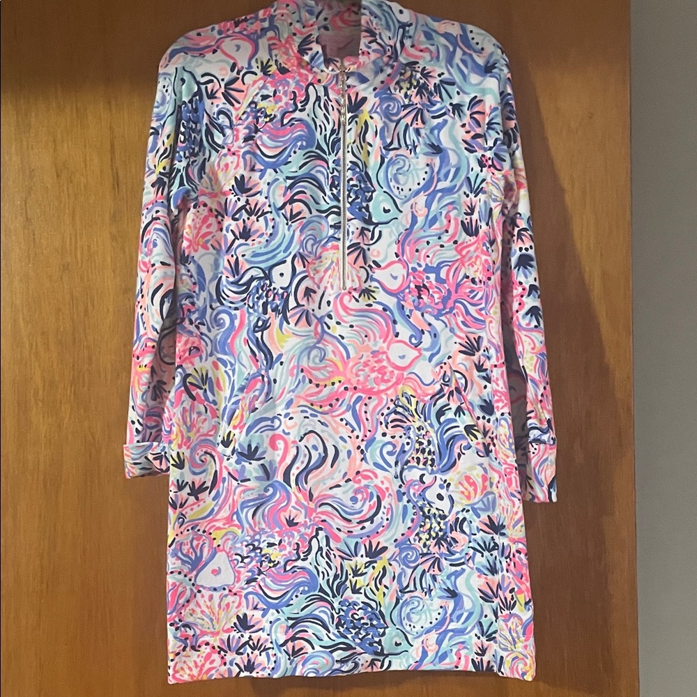 Lilly Pulitzer Pink and Blue Long Sleeve Dress